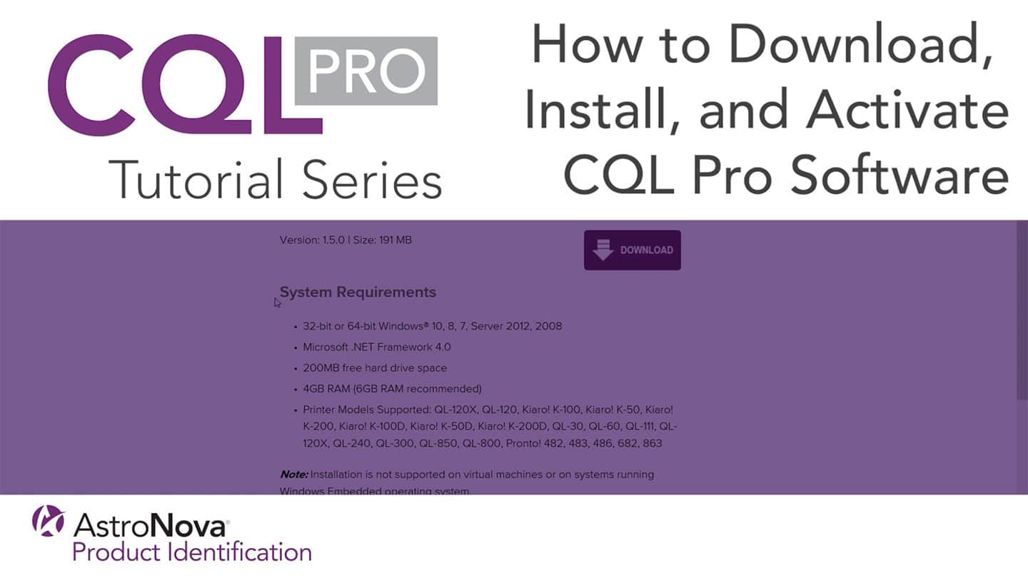 Comment télécharger, installer et activer le logiciel d'étiquetage avancé CQL Pro ?